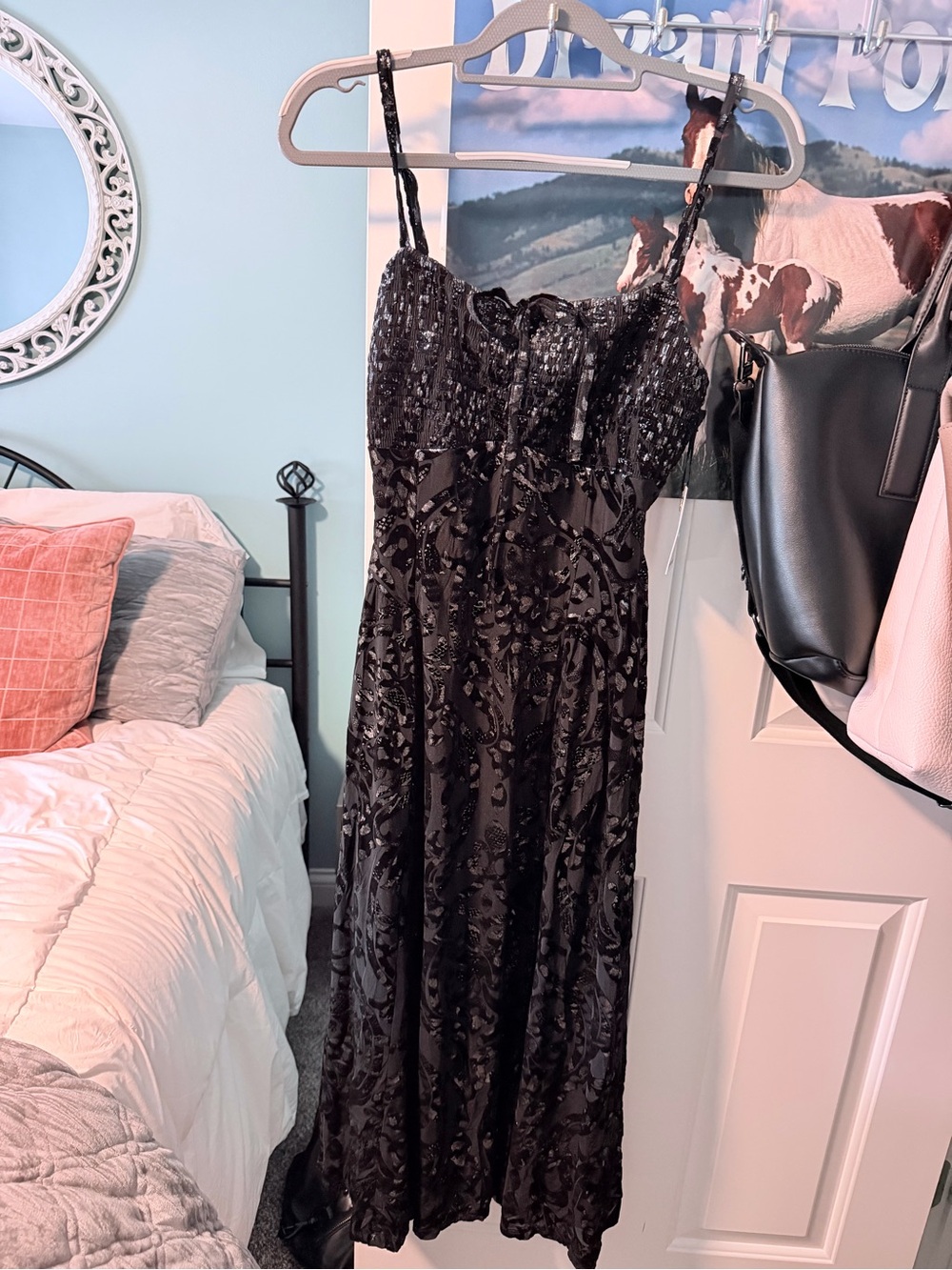 Kensie Black Velvet Maxi Dress